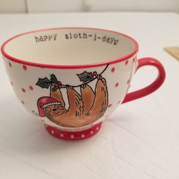 Sleigh Bell Bistro Sloth Christmas Holiday Ceramic Coffee Cup Mug - Picture 1 of 5